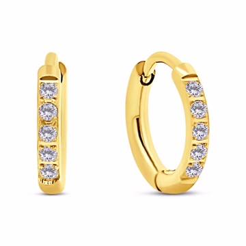 Guldfarvede creoler 13 mm i rustfrit stål med zirkonia fra CO88