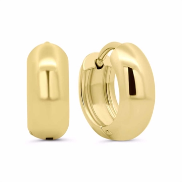 CO88 små creoler i PVD guldbelagt stål med blankpoleret og chunky design