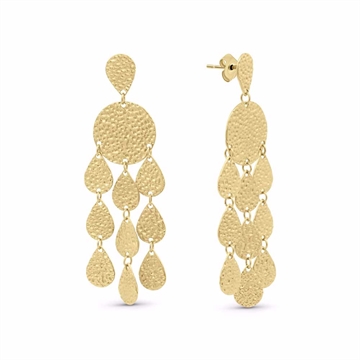 CO88 ørestikker i PVD guldbelagt stål med boho design og teksturerede detaljer