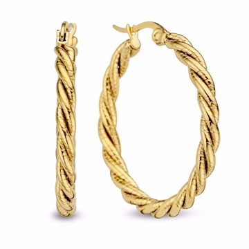Twisted creoler 30 mm i guldfarvet rustfrit stål med snoet design fra CO88