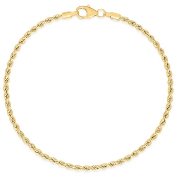 Cordel armbånd i 14 kt. gult guld med snoet design, 2,1 mm bred og 18,5 cm langt