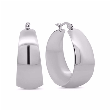 Alt tekst til billeder: Creoler 30 mm i rustfrit stål med blankpoleret overflade