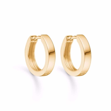 Creoler i forgyldt sterlingsølv 15 mm med firkantet profil