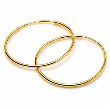 Klassiske guld hoops i forgyldt sølv - diameter 31 mm