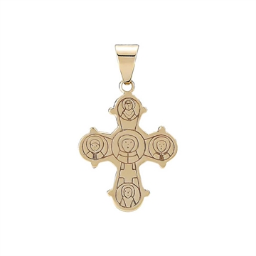 Dagmarkors i 14 kt. guld fra LUND Copenhagen, 15x12 mm med motiver på bagsiden