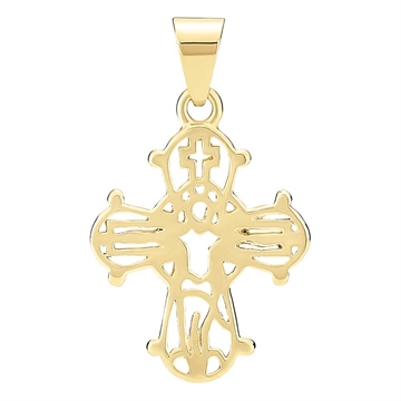 Åbent Dagmarkors i 8 kt. guld 14 x 12 mm med glat, poleret overflade - LUND COPENHAGEN