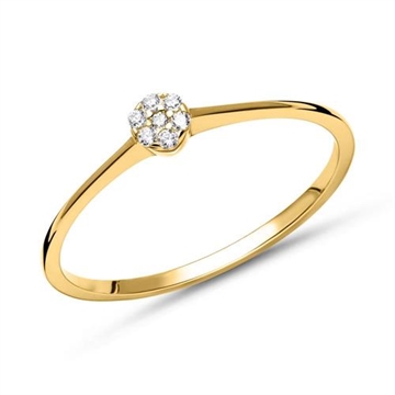 Damering i 9 karat guld med funklende hvide zirkonia og elegant tidløst design