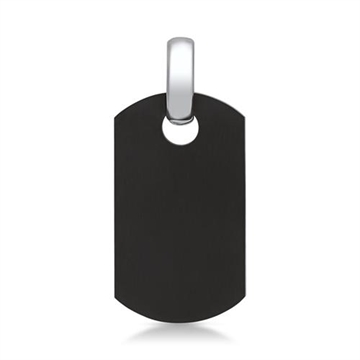 Dogtag-vedhæng i rustfrit stål med mat sort overflade, 15x26 mm