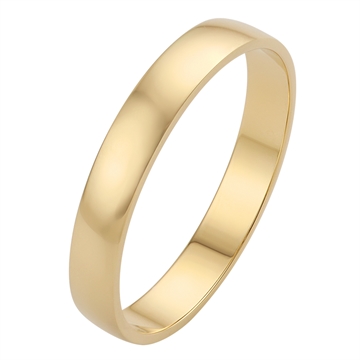 Enkel vielsesring i 9 eller 14 kt. guld med glat højglanspoleret overflade fra Bartoli Copenhagen