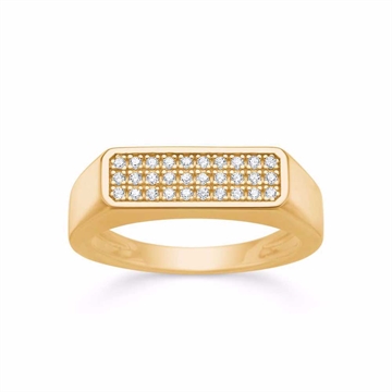 Forgyldt sølv ring med aflang plade