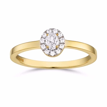 Forgyldt sølvring med ovalt zirkonia design - GULD & SØLV  Design