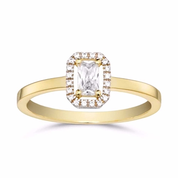 Forgyldt Sølvring med Rektangulært Zirkonia Design