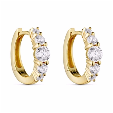 Klassiske forgyldte creoler i Sølv med zirkonia sten - GULD & SØLV DESIGN