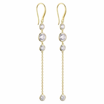 Forgyldte ørehængere i Sølv med zirkonia og kæde