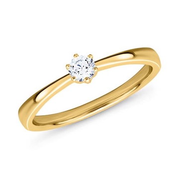 Forlovelsesring i 14 karat guld med Lab-Grown diamant 0,15 ct i seksbenet fatning