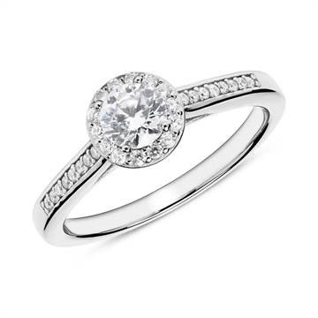 Forlovelsesring i Sterling Sølv med zirkoniasten og dekorative sten på ringbåndet – perfekt gave til hende