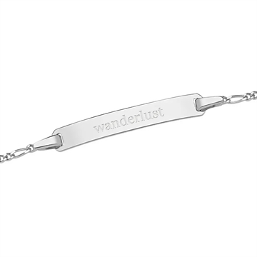 Graverbart Figaro-armbånd i 9 kt. hvidguld med graveringsplade-diamantgravering