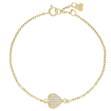 Guldarmbånd i 8 karat guld med hjerte og zirkonia fra lund copenhagen