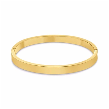 Guldfarvet armring i stål med flad profil og poleret overflade