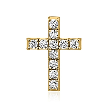 Guldkors i 14 karat guld med 11 Lab-Grown diamanter – elegant og tidløst