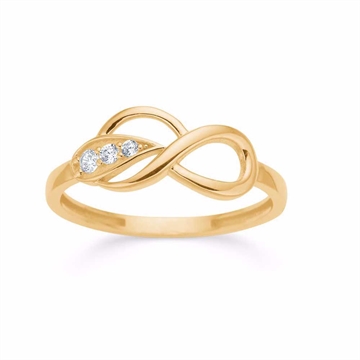 Guldring i 8 kt guld med uendelighedstegn og funklende zirkonia