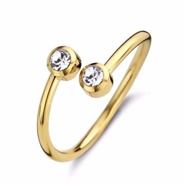 Guldfarvet Ring i Stål med Zirkonia