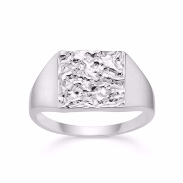 Signet ring i Sterling Sølv med rustikt design
