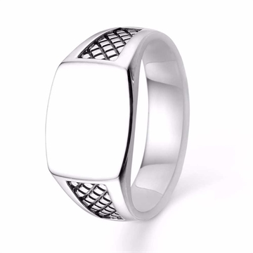 Maskulin pladering i sølv med plade