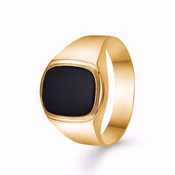 Herrering i 8 karat Guld med sort onyx - 10 x 12 mm