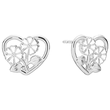 Hjerteørestikker i sølv med håndmalede margueritter i hvid emalje - LUND COPENHAGEN