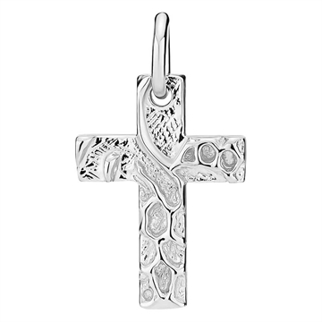 Korsvedhæng i Sølv med rustik overflade, 12 x 17 mm fra LUND Copenhagen