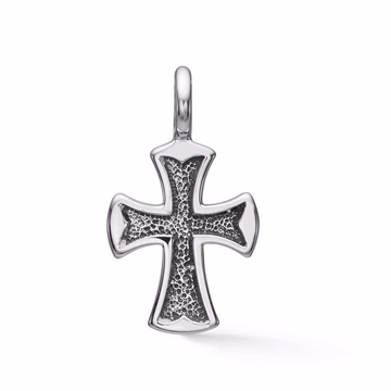 Kors vedhæng i 925 sølv med oxideret overflade