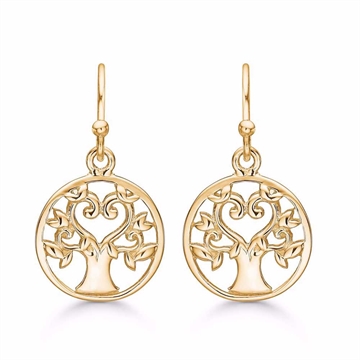 Ørehænger i forgyldt sølv med Livets Træ