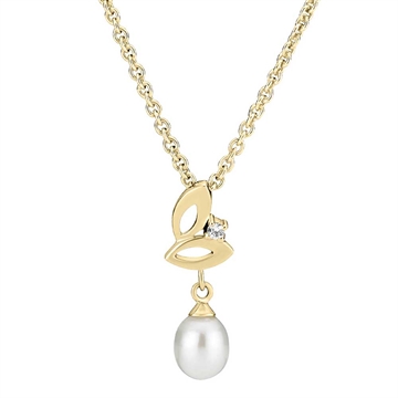 Lund Copenhagen collier i forgyldt sølv med perle