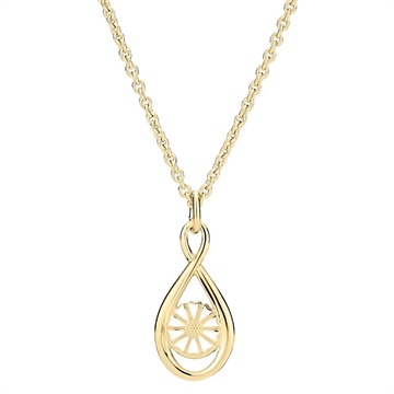 Lund Copenhagen Marguerit collier i forgyldt sølv med håndmalet emalje og infinity-symbol.