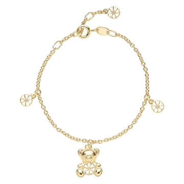 Lund Marguerit armbånd i forgyldt sølv med bamsevedhæng