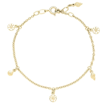 Lund marguerit armbånd i forgyldt sølv med muslinger