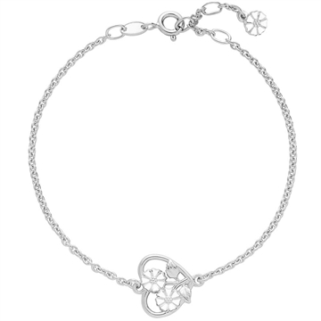 Sølv armbånd med hvide margueritter og hjerte - LUND