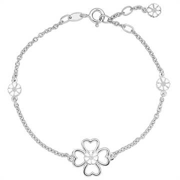 Sølv armbånd med margueritter og kløvermotiv