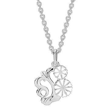 Marguerit halskæde i sølv med filigranvedhæng og hvid emalje fra LUND COPENHAGEN