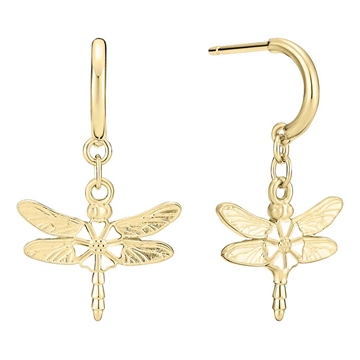 Marguerit ørehængere i 24 karat forgyldt med guldsmed og hvid emalje fra LUND COPENHAGEN