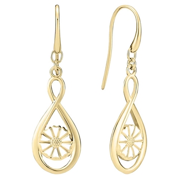 Marguerit ørehængere med infinity i 24 kt. forgyldt sølv med hvid emalje - LUND COPENHAGEN