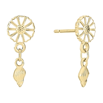 Marguerit ørestikker i 24 kt. forgyldt sølv med emalje og hængende mulinger - LUND COPENHAGEN
