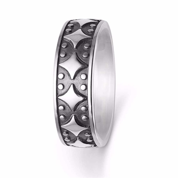 Herrering i Oxyderet Sterling Sølv – Mønstret Design