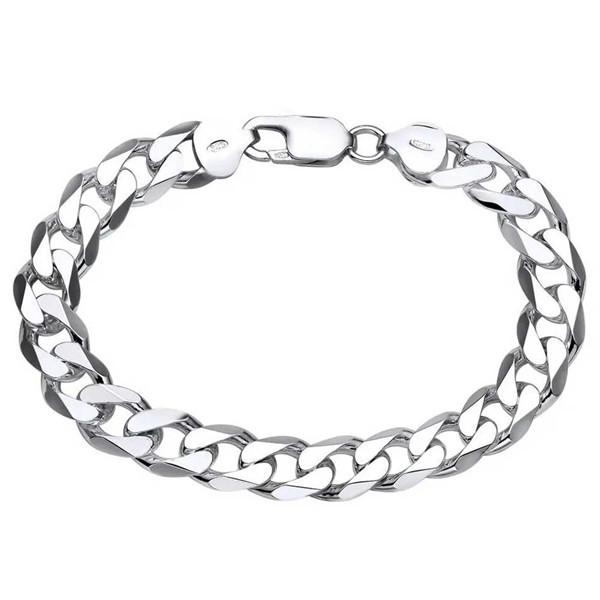 Elegant maskulint panserarmbånd, 9 mm bred, højglans og solid karabinlås