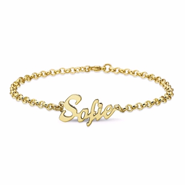 Navnearmbånd i forgyldt sterlingsølv med personlig tekst