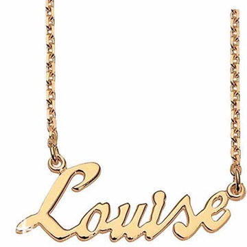 Navnehalskæde i forgyldt sølv med navn