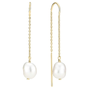Ørehængere i forgyldt sølv med ægte ferskvandsperler fra LUND COPENHAGEN