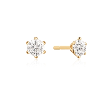 Ørestikker i 8 karat guld med 4 mm cubic zirkonia fra Støvring Design