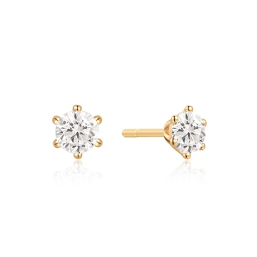 Ørestikker i 8 karat guld med 5 mm cubic zirkonia fra Støvring Design